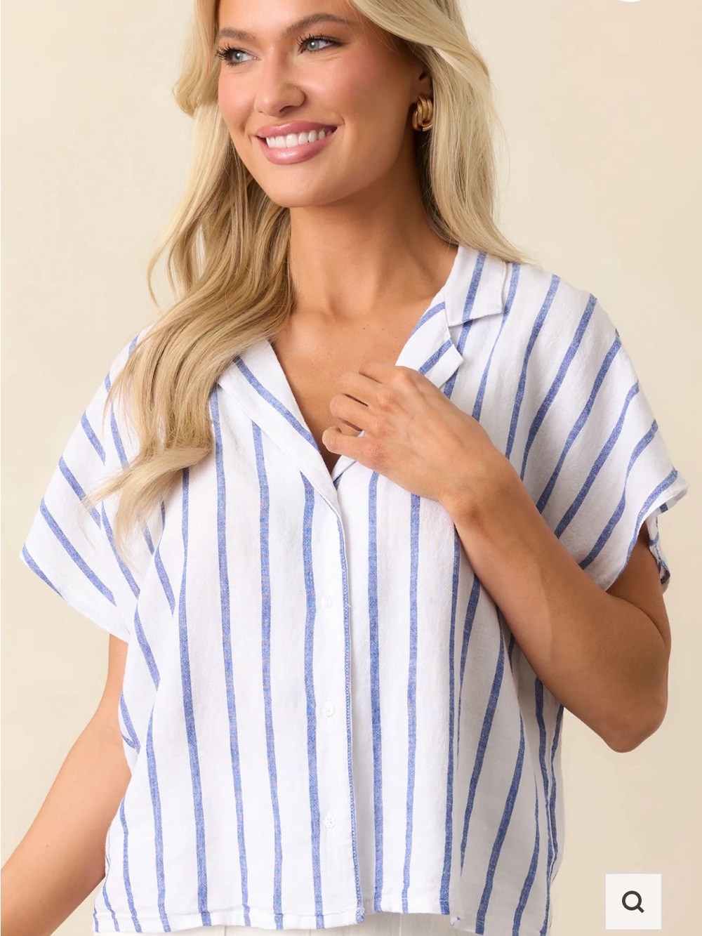 Z SUPPLY PALACE BLUE PARALLEL STRIPED
LINEN TOP Size Small